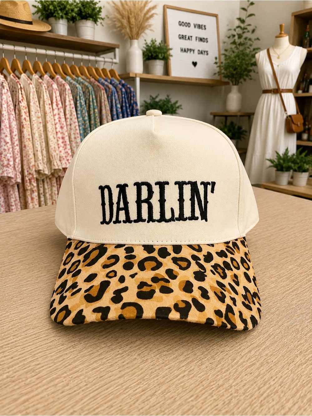 Boutique Darlin’ Leopard Print Adjustable Baseball Cap NWOT
